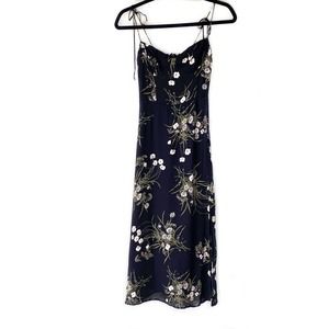 Reformation Juliette Dress in Veuve floral pattern Black floral midi dress, sz 0